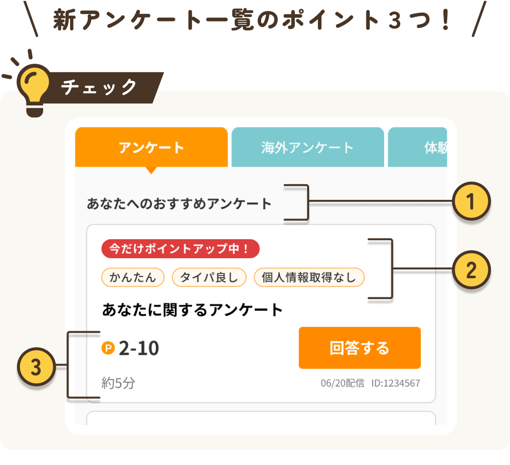 新アンケート一覧のポイント3つ